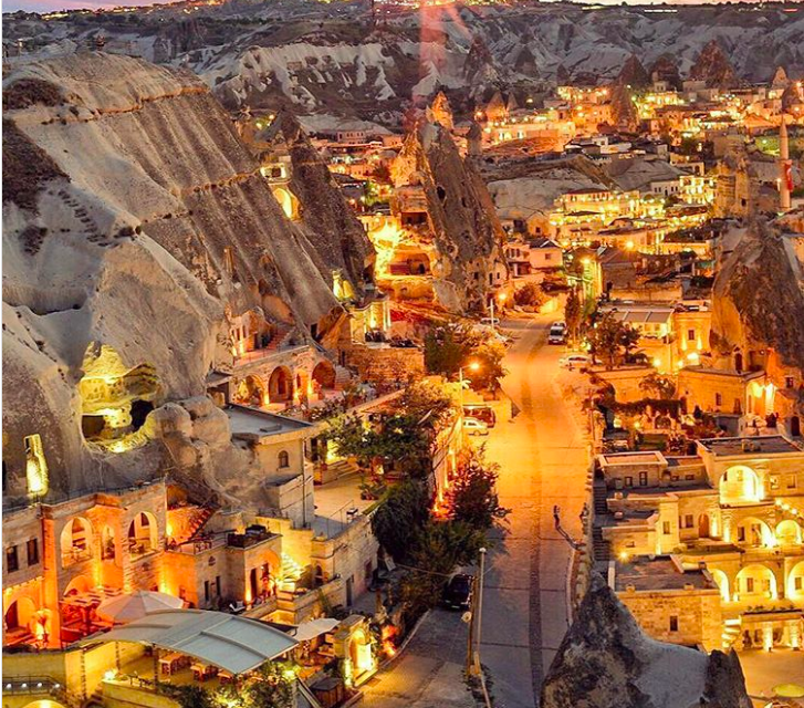 5. Cappadocia in Turkey The Cappadocia region in Turkey is famous for its magnificent and unique scenery with valleys, canyons and strangely shaped rocks.  The rocks here were formed from volcanic eruptions millions of years ago, after the impact of rain and wind, giving them the unique shapes they have today.  One of the best ways to enjoy a trip to Cappadocia is by hot air balloon, which will give you a panoramic view of everything from above.